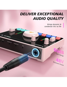 MAONO Interfaz de Audio AMC2 NEO Rosa con Bluetooth y 48V 2