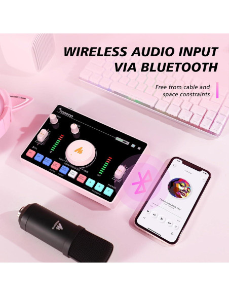 MAONO Interfaz de Audio AMC2 NEO Rosa con Bluetooth y 48V