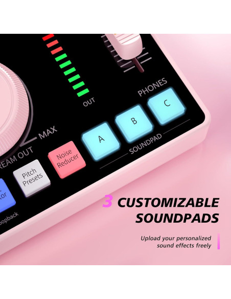 MAONO Interfaz de Audio AMC2 NEO Rosa con Bluetooth y 48V