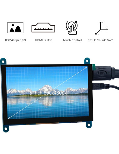Pantalla Táctil LCD IPS 12.7 cm 800x480 HDMI para Raspberry Pi