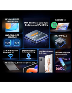 Tableta N-one Android 13, 10.1" HD, 12GB RAM, 128GB 2