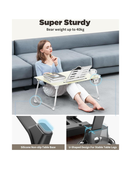 Mesa de Laptop Plegable SAIJI 65x49cm Cereza Negra