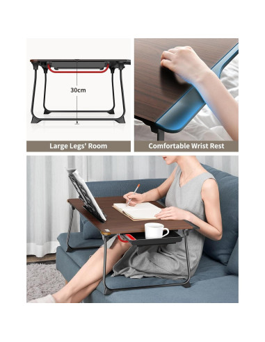 Mesa de Laptop Plegable SAIJI 65x49cm Cereza Negra