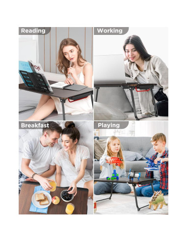 Mesa de Laptop Plegable SAIJI 65x49cm Cereza Negra