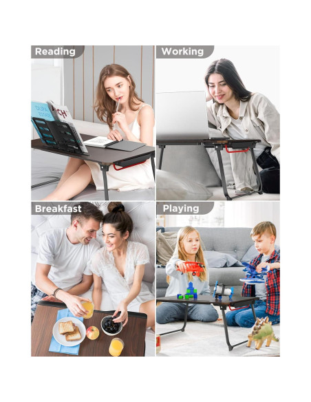 Mesa de Laptop Plegable SAIJI 65x49cm Cereza Negra