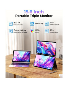 Monitor Doble Portátil YUBWVO 15.6" 2K USB-C Plegable 2