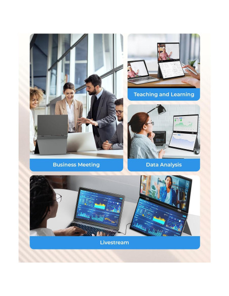 Monitor Doble Portátil YUBWVO 15.6" 2K USB-C Plegable