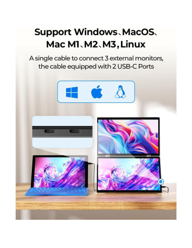 Monitor Doble Portátil YUBWVO 15.6" 2K USB-C Plegable