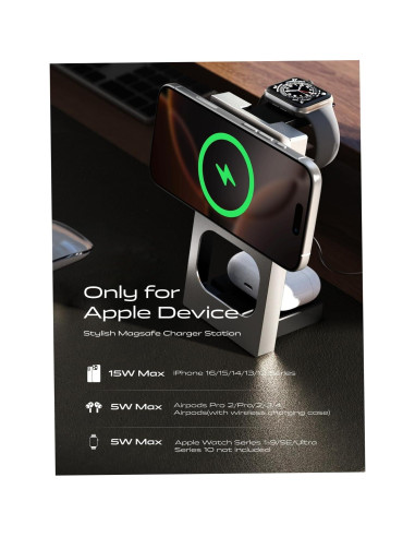 Cargador Inalámbrico 3 en 1 LISEN para iPhone 16 - Qi2 15W