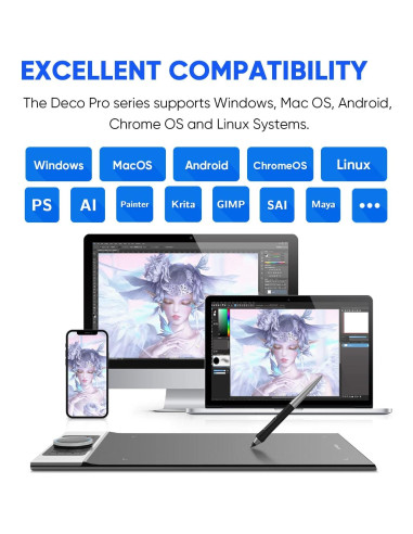 Tableta de Dibujo Inalámbrica XP-PEN Deco Pro MW 11" 8 Teclas