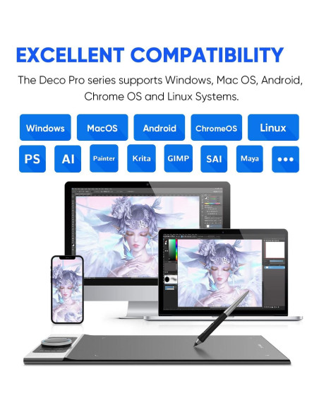 Tableta de Dibujo Inalámbrica XP-PEN Deco Pro MW 11" 8 Teclas