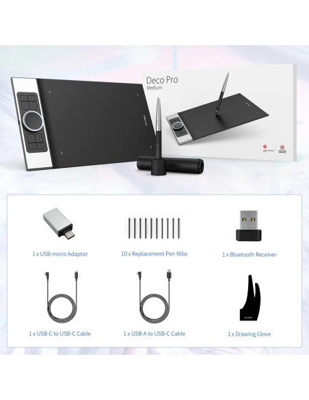 Tableta de Dibujo Inalámbrica XP-PEN Deco Pro MW 11" 8 Teclas