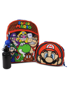 Conjunto Mochila Escolar Super Mario Bros. 4 Piezas 16"