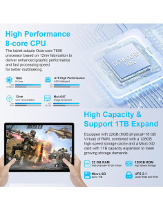 Tableta Fezawio F10 10.1" Android 14 22GB RAM 128GB ROM 2