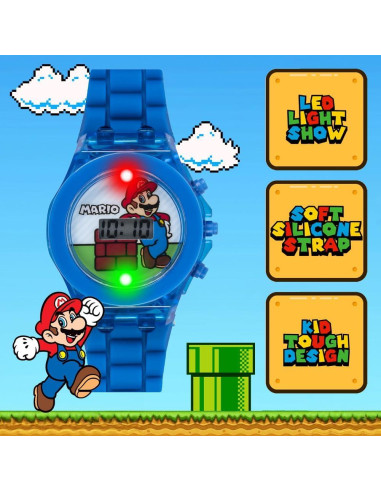 Reloj Digital LCD Super Mario Accutime con Luz LED Azul