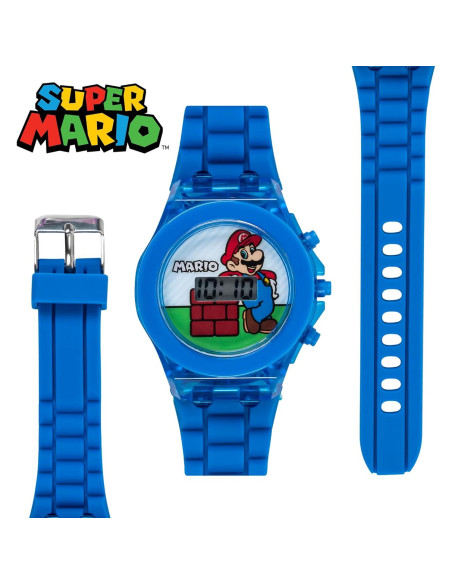 Reloj Digital LCD Super Mario Accutime con Luz LED Azul