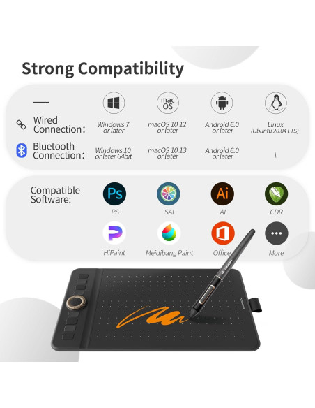 Tableta de Dibujo GAOMON WH851 20,3 x 12,7 cm Bluetooth