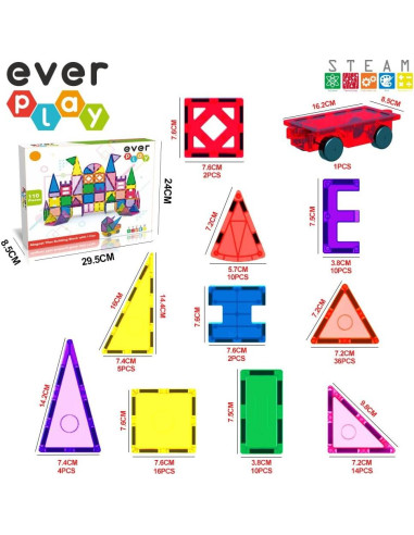 Conjunto de 110 Piezas de Azulejos Magnéticos Everplay