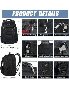 Mochila SINVICKO 18.4" Antirrobo USB 60L Azul 2