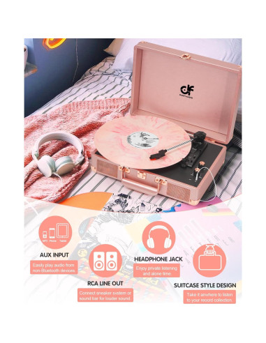 Reproductor de Vinilo Portátil DANFI AUDIO TE-001DRG Rosa Oro