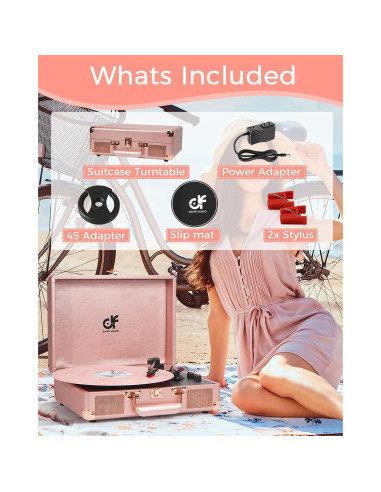 Reproductor de Vinilo Portátil DANFI AUDIO TE-001DRG Rosa Oro