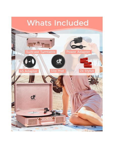 Reproductor de Vinilo Portátil DANFI AUDIO TE-001DRG Rosa Oro