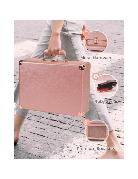 Reproductor de Vinilo Portátil DANFI AUDIO TE-001DRG Rosa Oro