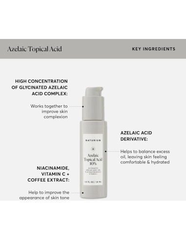 Naturium Ácido Tópico Azelaico 10% con Niacinamida 28.35 g