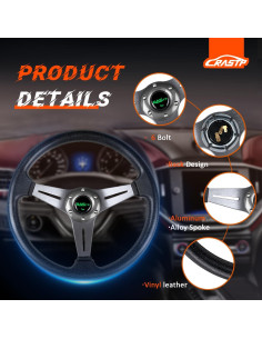 Volante de Carreras RASTP 35 cm Universal con Claxon - Gris 2