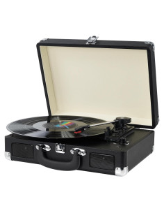 Reproductor de Vinilo Kedok Maleta Portátil 3 Velocidades Negro
