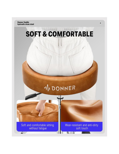 Silla de Tambor Donner EC6748 Ajustable con Respaldo Marrón
