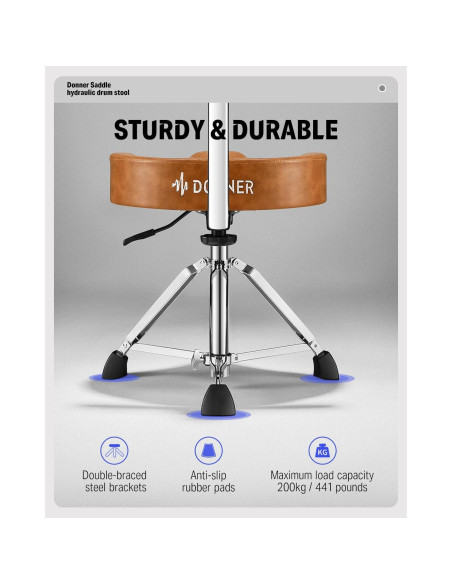 Silla de Tambor Donner EC6748 Ajustable con Respaldo Marrón