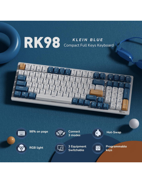 Teclado Mecánico RK ROYAL KLUDGE RK98 Inalámbrico RGB