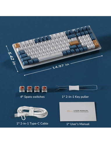 Teclado Mecánico RK ROYAL KLUDGE RK98 Inalámbrico RGB