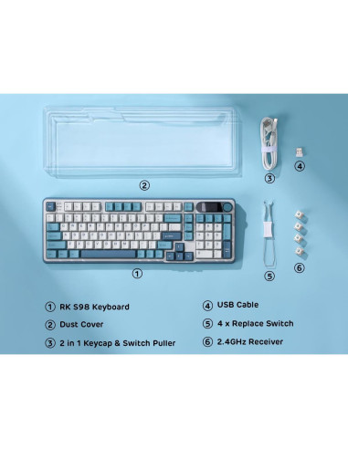 Teclado Mecánico RK ROYAL KLUDGE S98 Inalámbrico 96%