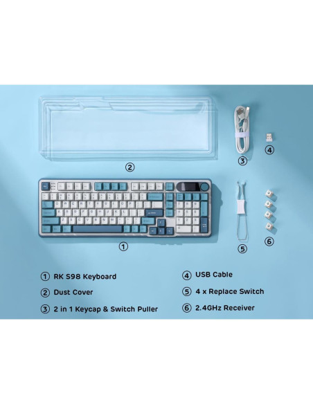 Teclado Mecánico RK ROYAL KLUDGE S98 Inalámbrico 96%