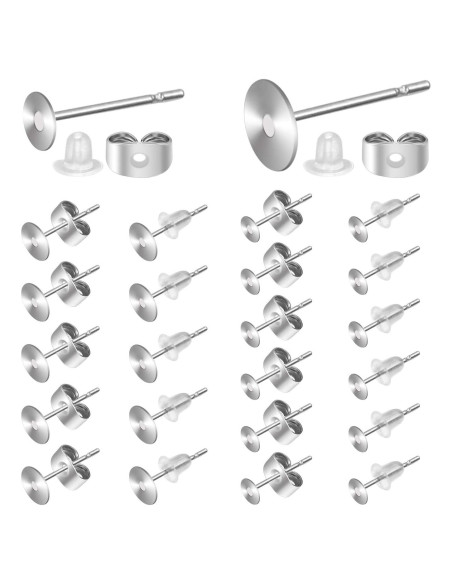 1200 Puntos y Respaldos de Aretes AROIC - Acero Inoxidable Hipoalergénico