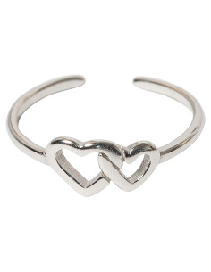 Anillo Ajustable de Plata Esterlina 925 Loving My Bump - Doble Corazón