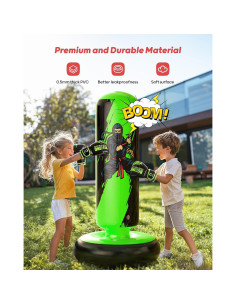 Saco de Boxeo Inflable QPAU 167 cm con Guantes para Niños 2