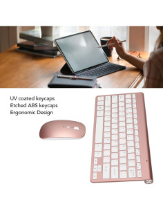 Combo Teclado Ergonómico y Ratón Jectse Oro Rosa 78 Teclas 2