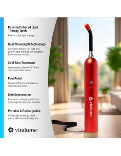 Varita Terapia Luz Roja Vitalume - Alivio Rápido Dolor y Herpes 2