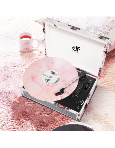 Reproductor de Vinilo Bluetooth DANFI AUDIO TE-012CK Rosa Retro