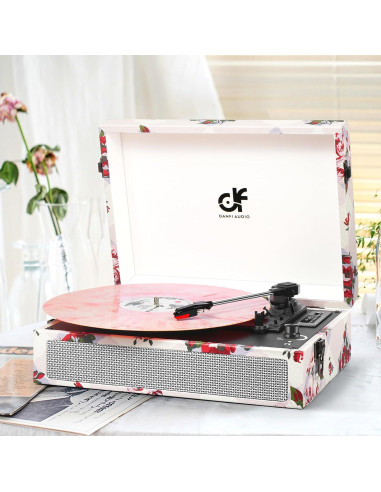 Reproductor de Vinilo Bluetooth DANFI AUDIO TE-012CK Rosa Retro