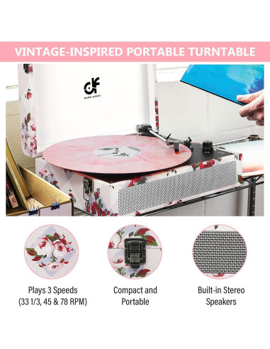 Reproductor de Vinilo Bluetooth DANFI AUDIO TE-012CK Rosa Retro