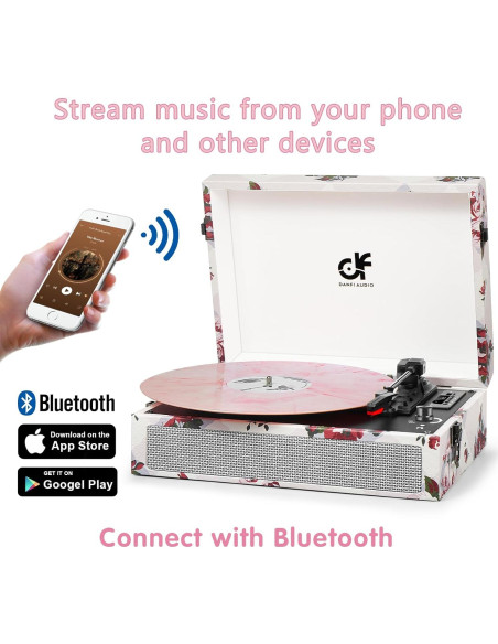 Reproductor de Vinilo Bluetooth DANFI AUDIO TE-012CK Rosa Retro