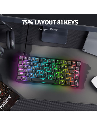 Teclado Mecánico Gaming RK Royal Kludge R75 75% RGB Hot-Swap
