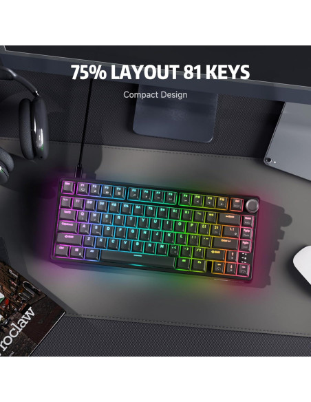 Teclado Mecánico Gaming RK Royal Kludge R75 75% RGB Hot-Swap