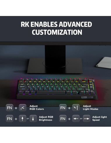 Teclado Mecánico Gaming RK Royal Kludge R75 75% RGB Hot-Swap