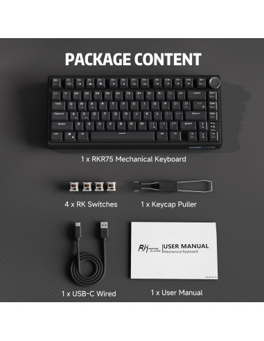 Teclado Mecánico Gaming RK Royal Kludge R75 75% RGB Hot-Swap
