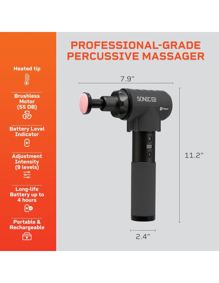 Pistola de Masaje LifePro LP-SNCUPLX con Calor y 10 Accesorios